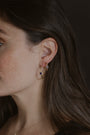 Lapis Lazuli Lichen Branch Gold Medium Hoops