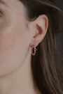 Lapis Lazuli Lichen Branch Gold Medium Hoops