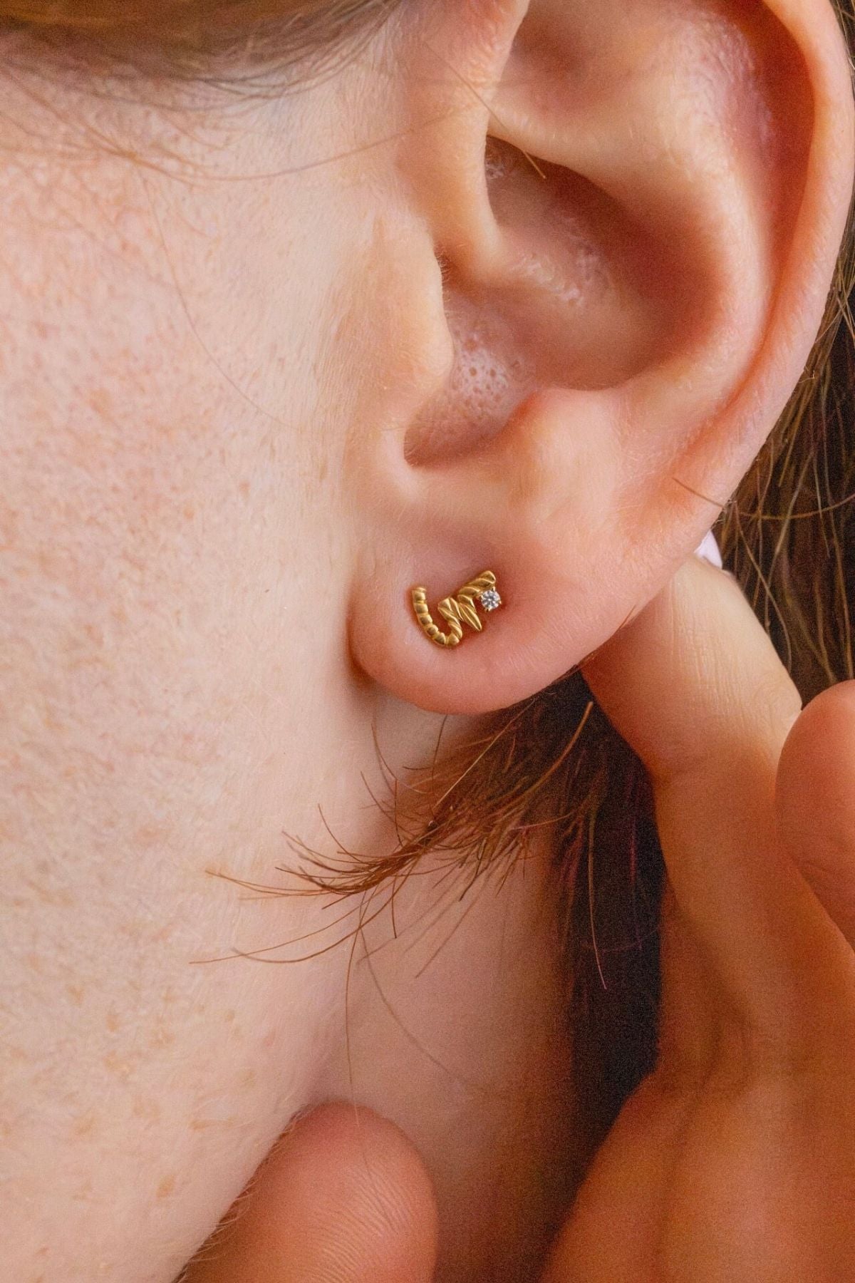 Loved Gold Shorthand Stud Earring
