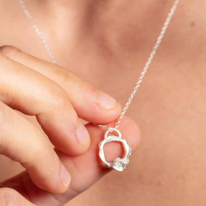 Moonstone and Silver Branch Eternity Branch Birthstone Necklace - Small