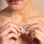 model wears Mother of Pearl and Silver Geometric Disc Necklace