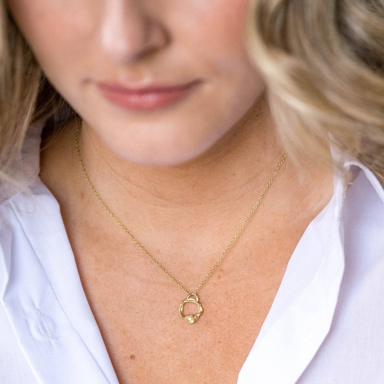Opal and Gold Branch Eternity Birthstone Necklace - Small