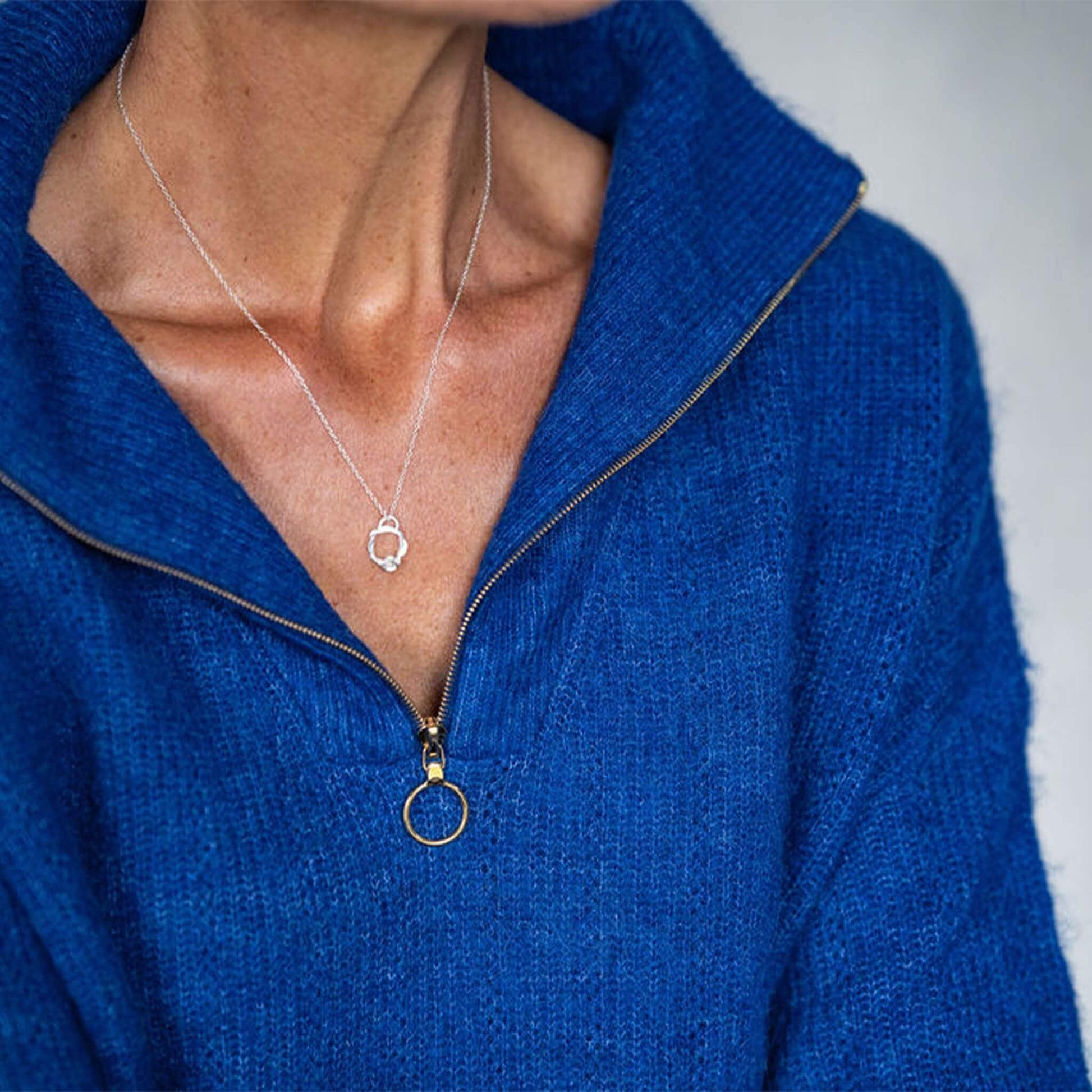 model wears Opal and Silver Branch Eternity Birthstone Necklace - Small