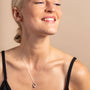 model wears Opal and Silver Branch Eternity Birthstone Necklace - Small