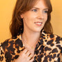 model wears Brave 14k Gold Vermeil Shorthand Charm Necklace - Claire Hill Designs
