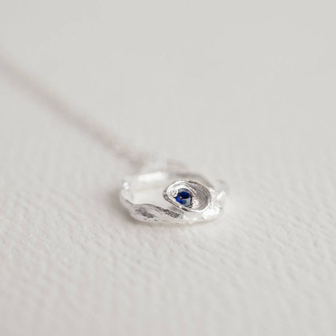 Blue Sapphire and Silver Branch Birthstone Eternity Necklace (Small)