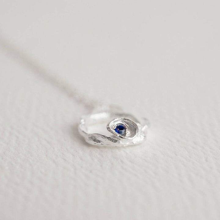 Blue Sapphire and Silver Branch Birthstone Eternity Necklace (Small)