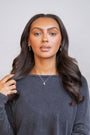  model wears Lemon Silver Charm Necklace 
