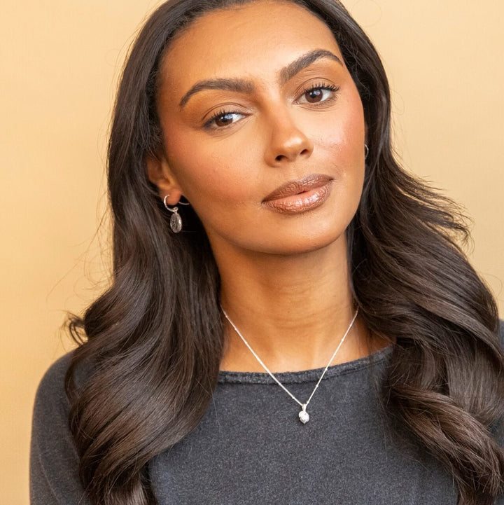 model wears silverLemon Charm Necklace - Claire Hill Designs