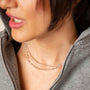 model wears rolo belcher chain necklace silver and figaro chain necklace silver 