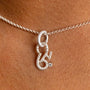 model wears Brave Silver Shorthand Charm Pendant - Claire Hill Designs