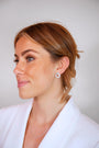 model wears Emerald Silver Asymmetric Branch Earrings