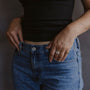 model wears Fuck Silver Shorthand Signet Ring