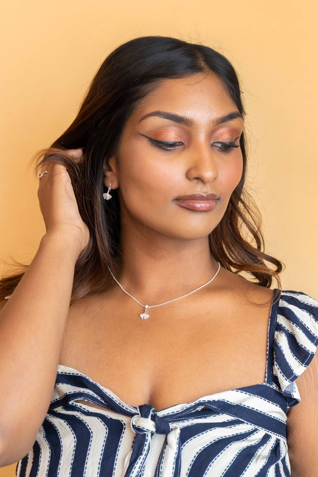 Ginkgo Leaf Silver Earrings