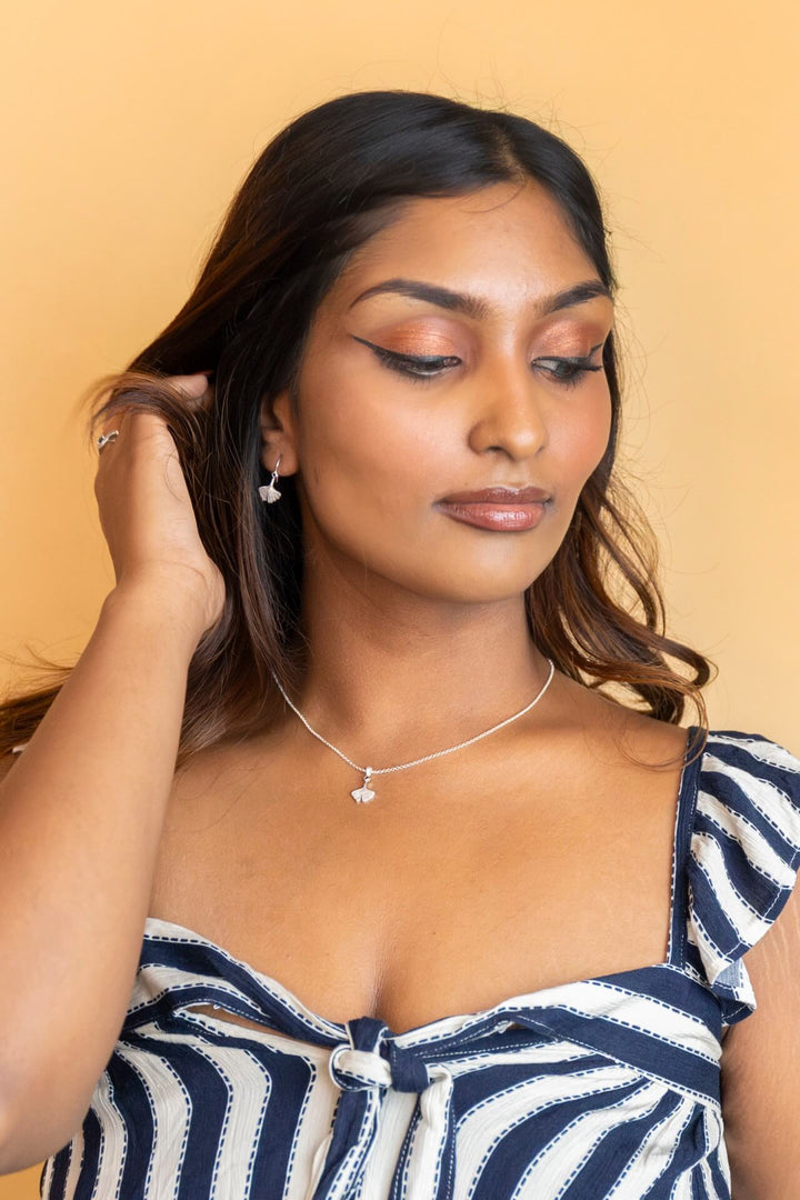 Ginkgo Leaf Silver Earrings