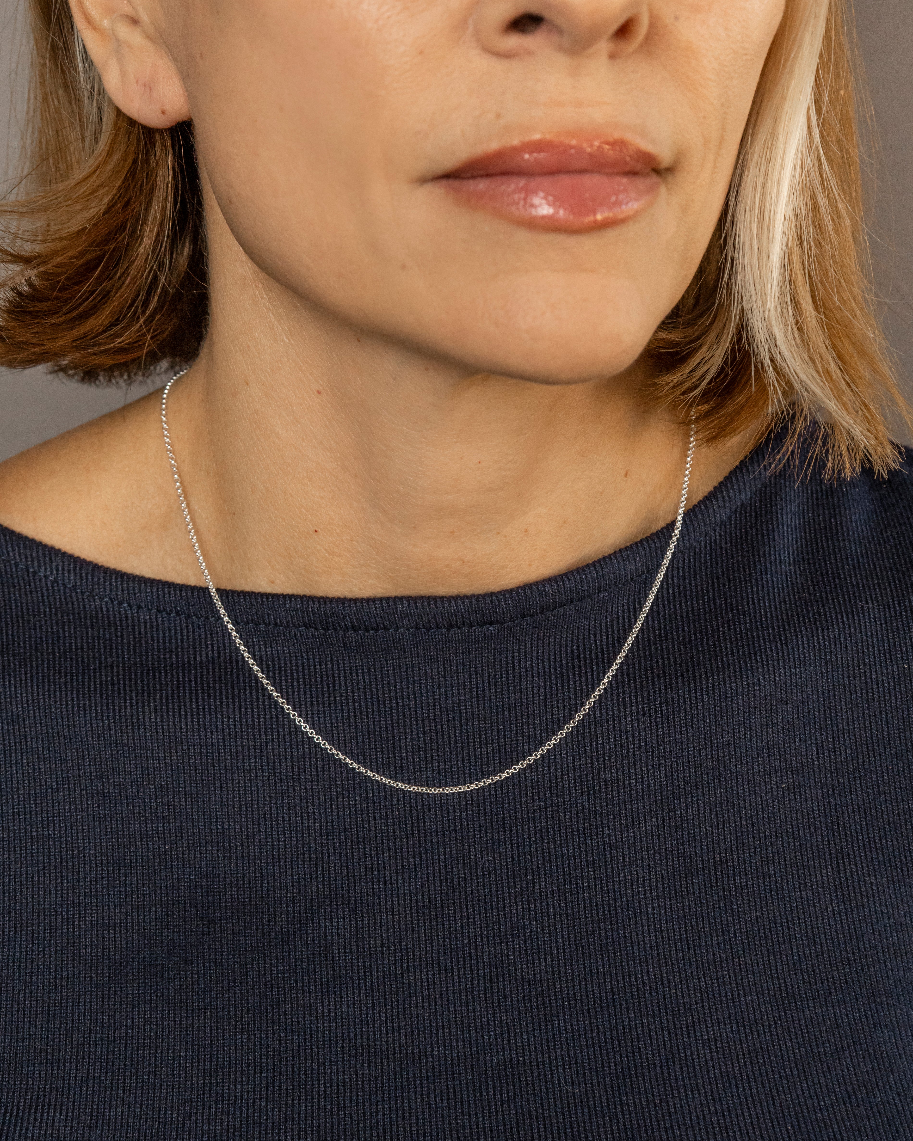 Silver Rolo Chain with Heart Connector