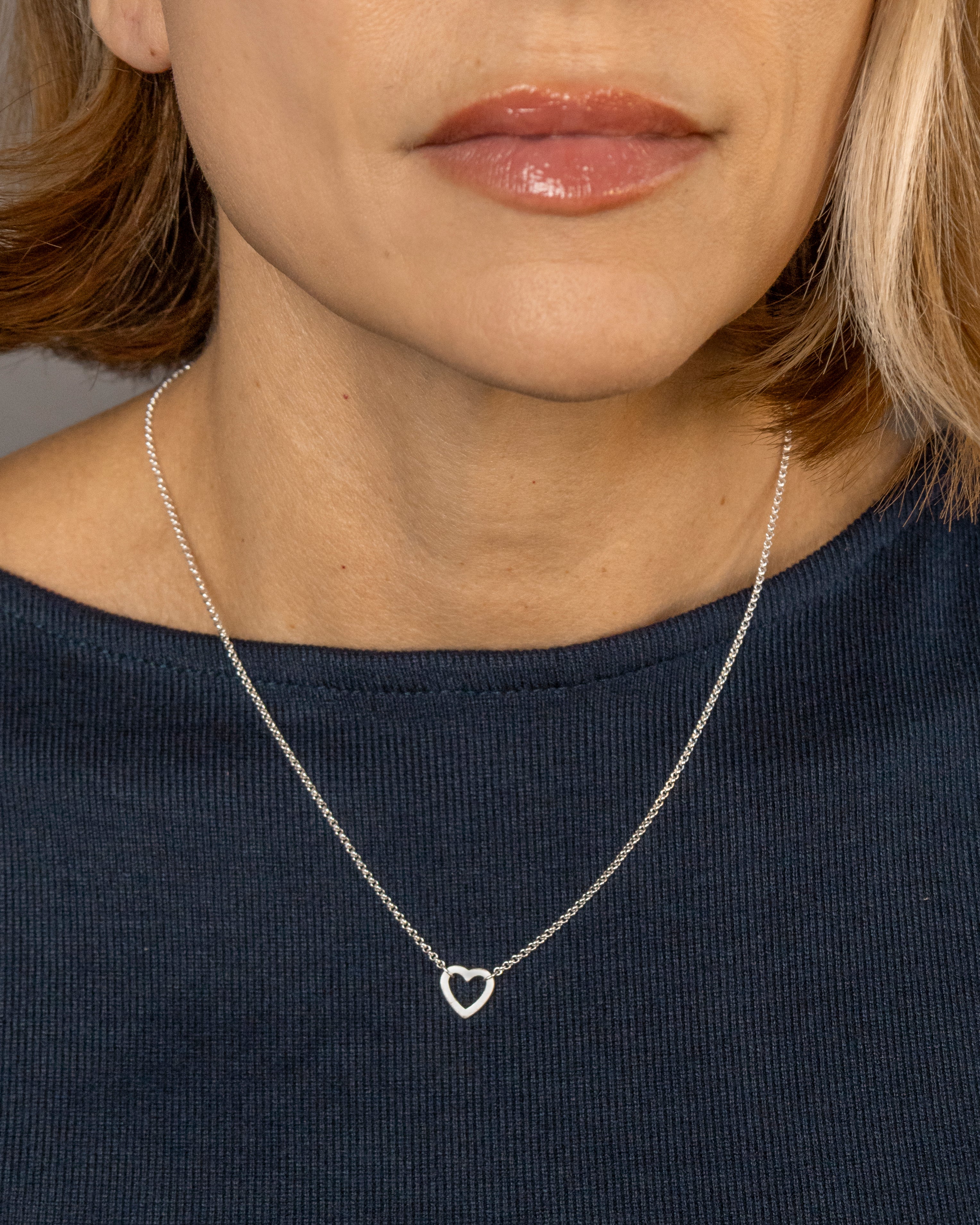 Silver Rolo Chain with Heart Connector