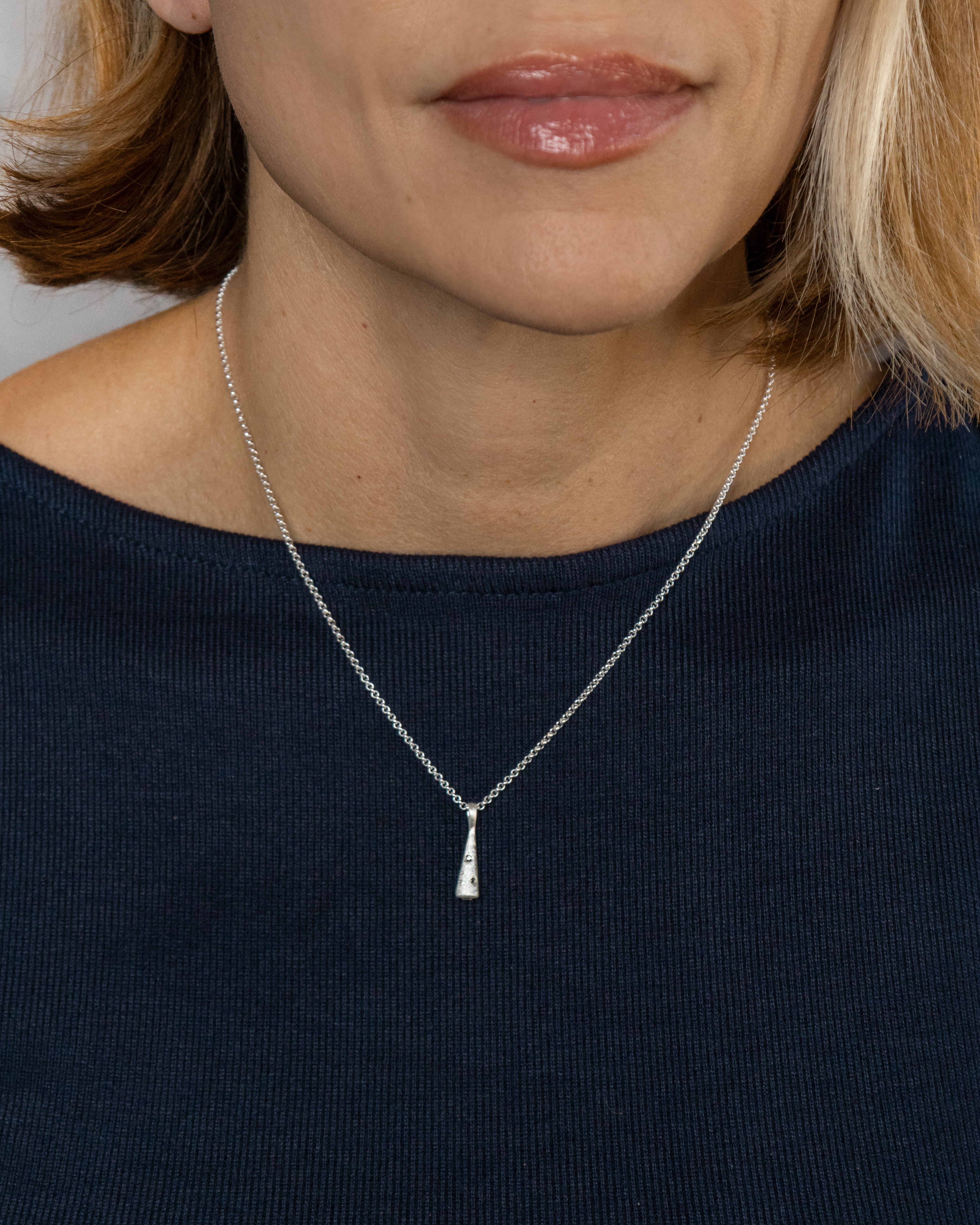 Silver Rolo Chain with Heart Connector and Comet Charm