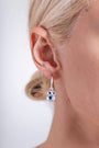model wears Sapphire Silver Lichen Hoop Earrings
