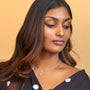 model wears Brave Silver Shorthand Charm Pendant - Claire Hill Designs