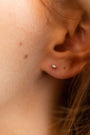 model wears Clear Cubic Zirconia Gold Labret Earring