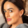 model wears Sparkly Silver Lightning Bolt Stud Earrings
