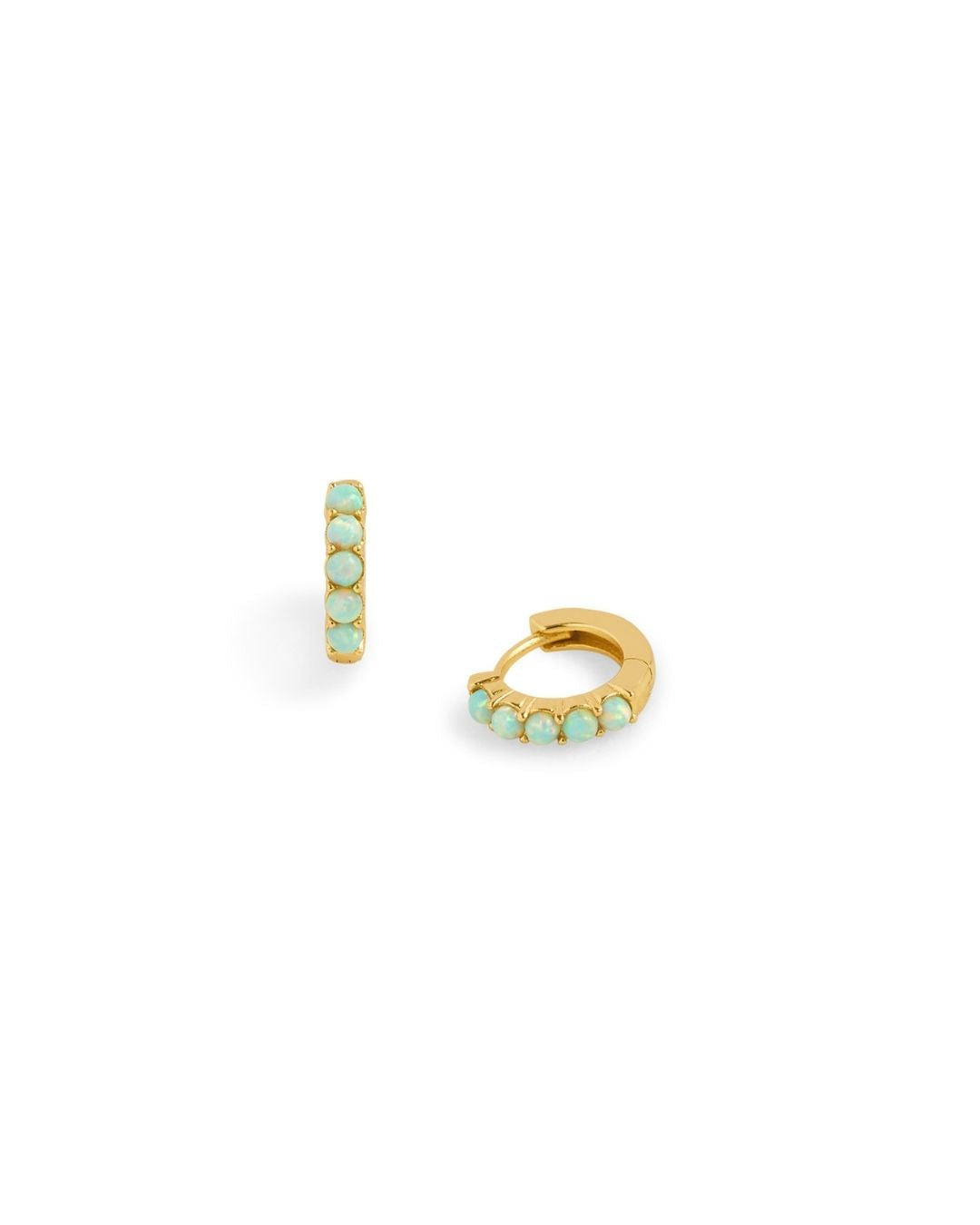 Moon Yellow Opal Gold Huggie Earrings