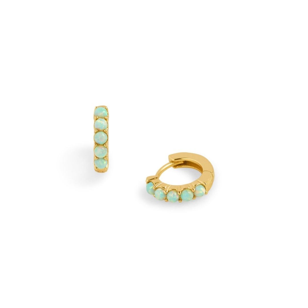 Moon Yellow Opal Gold Huggie Earrings
