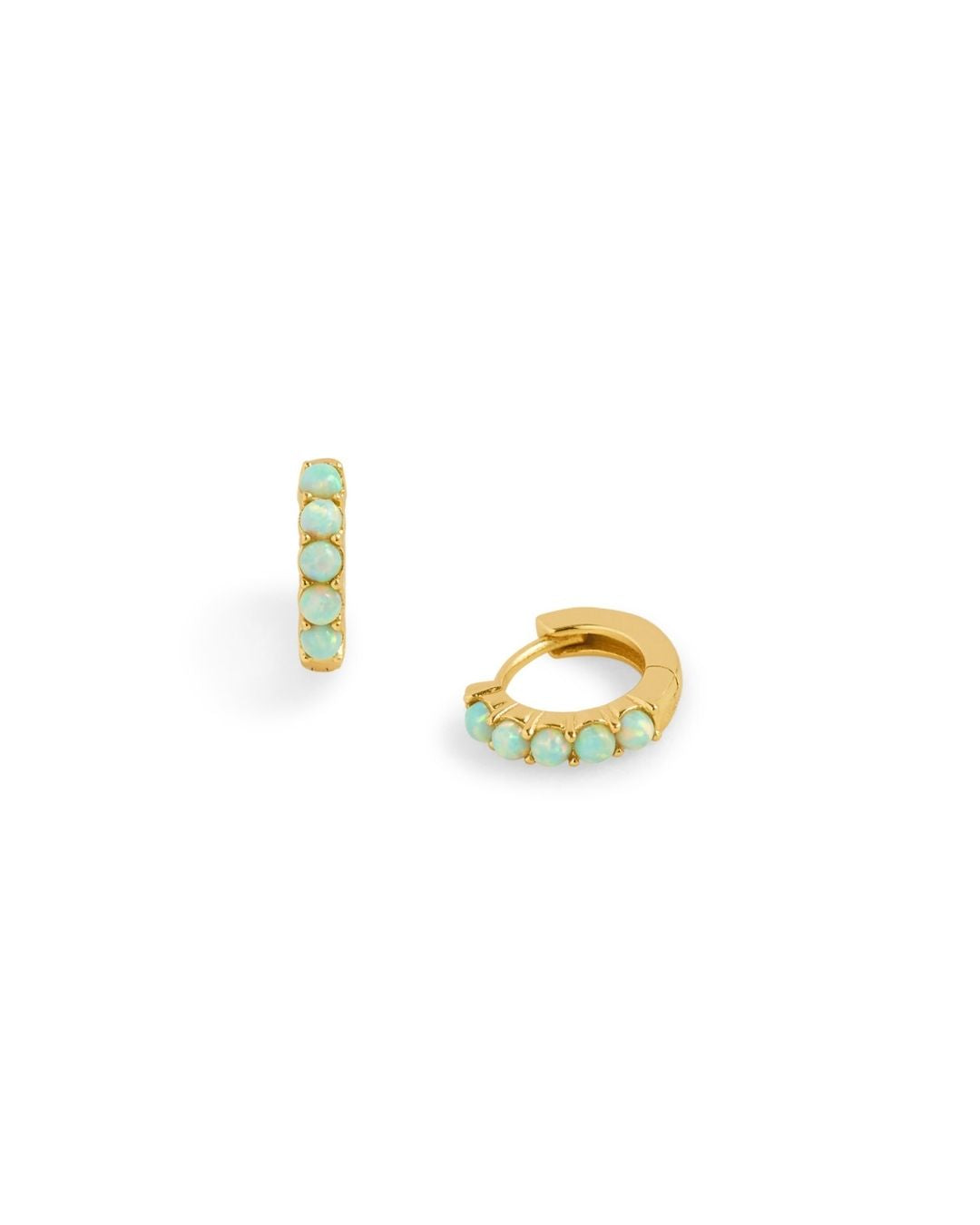 Moon Yellow Opal Gold Huggie Earrings
