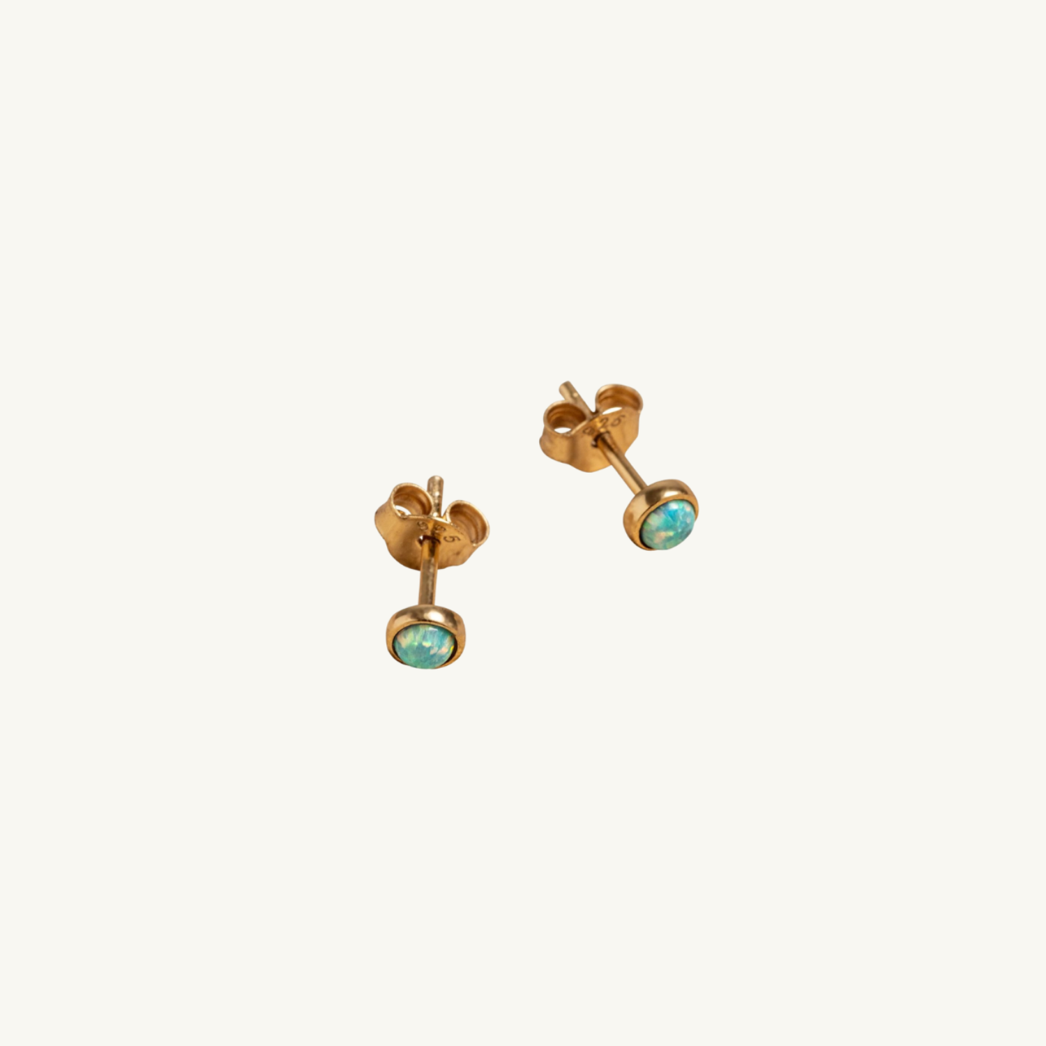Moon Yellow Opal Gold Stud Earrings