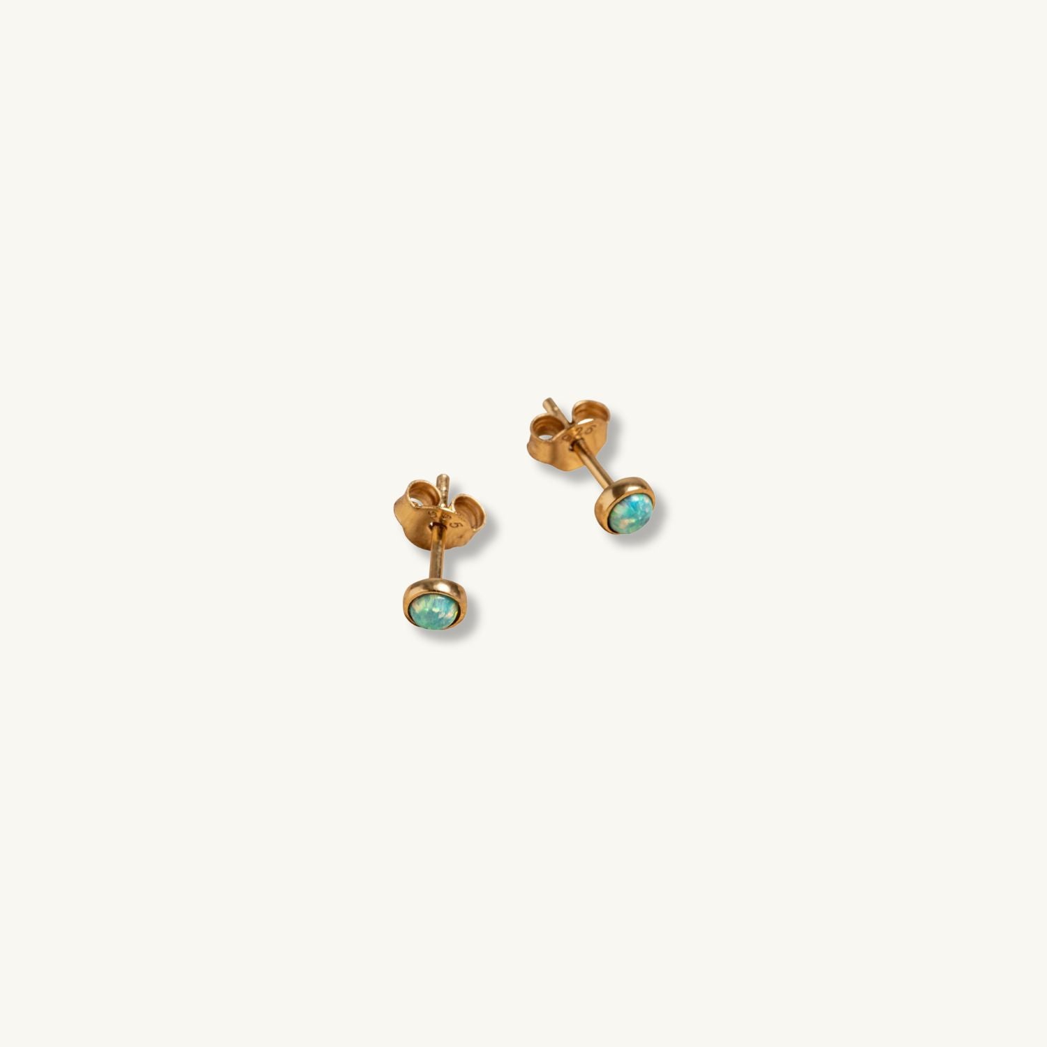 Moon Yellow Opal Gold Stud Earrings 
