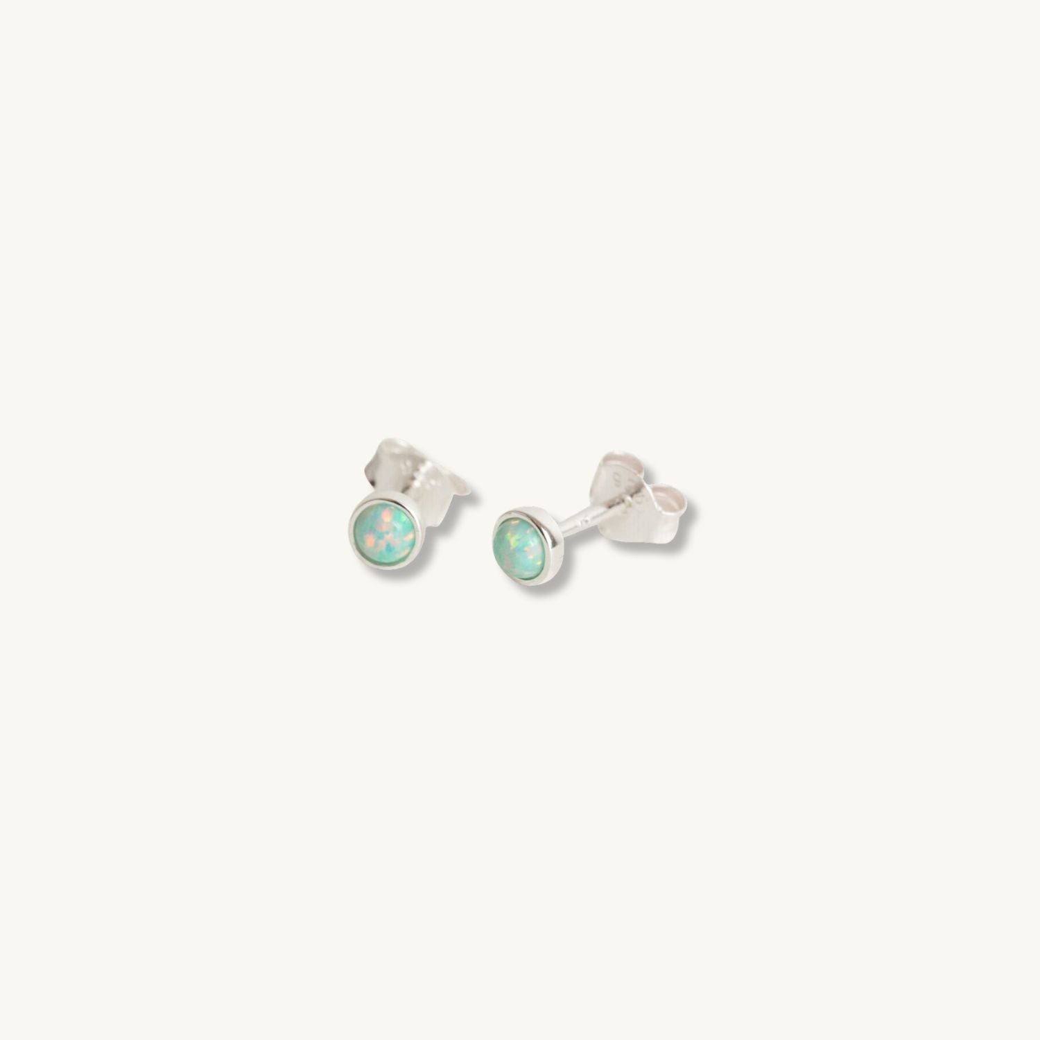 Moon Yellow Opal Silver Stud Earrings