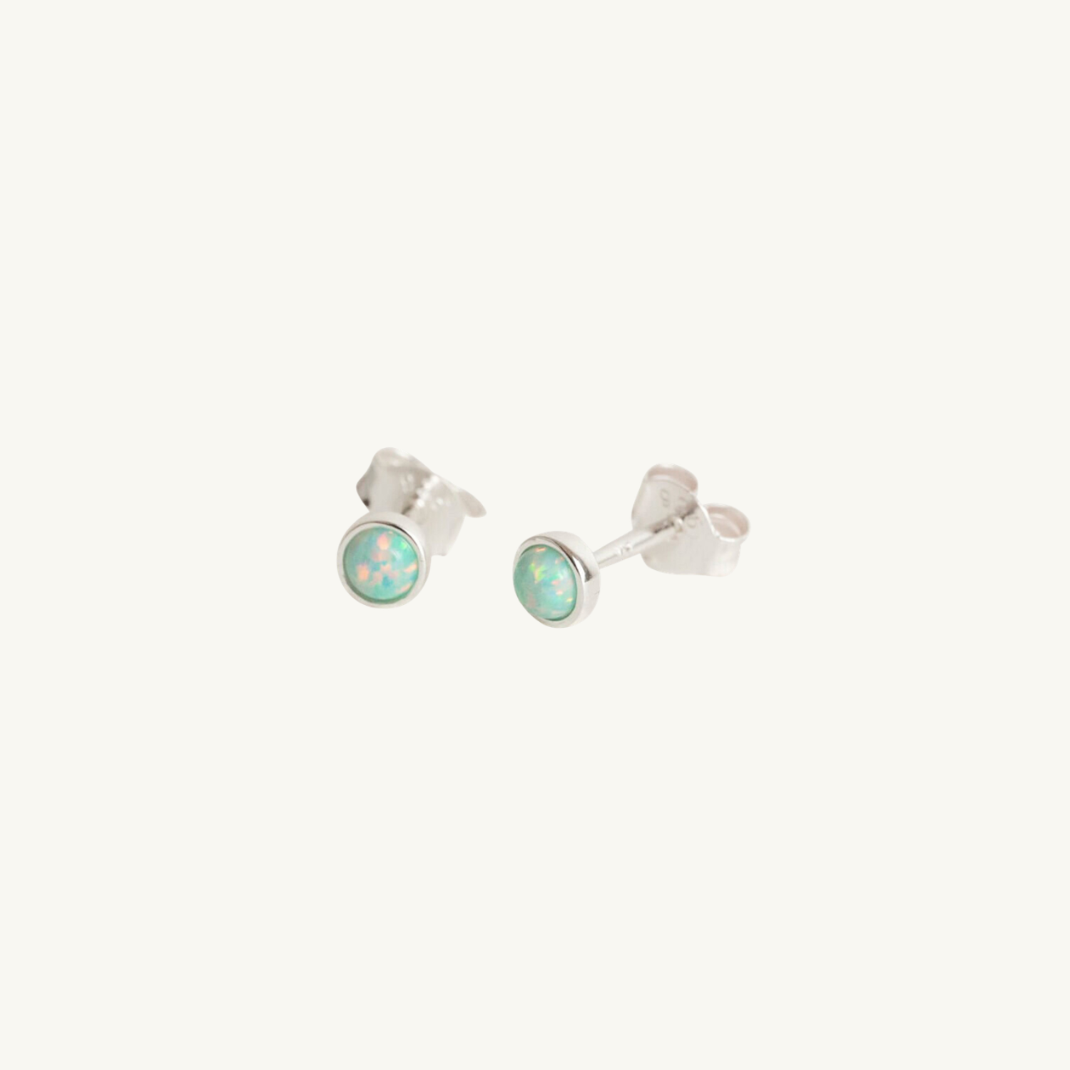 Moon Yellow Opal Silver Stud Earrings