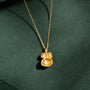 Moonstone and Gold Lichen Pendant Necklace