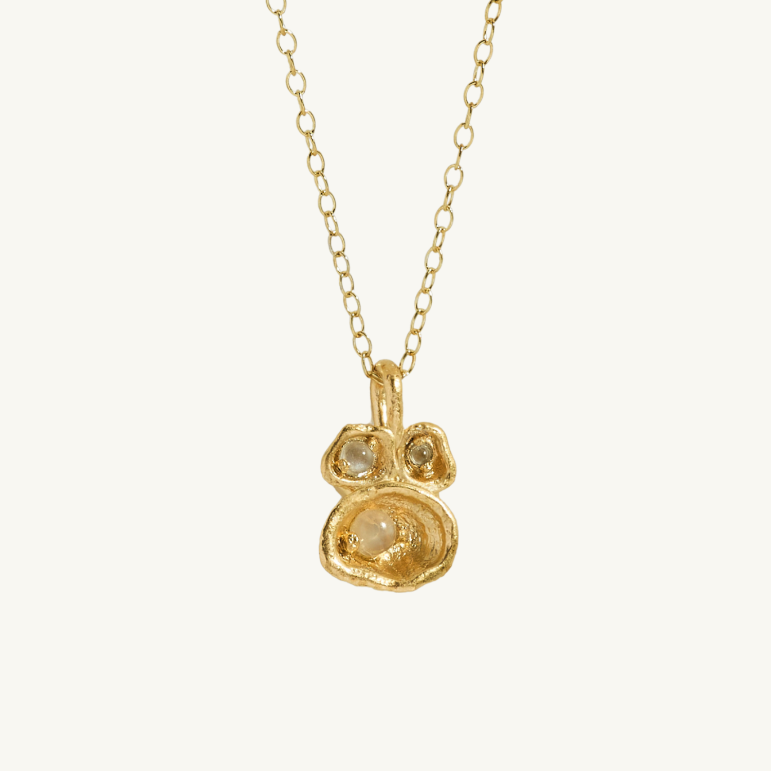 Moonstone Gold Lichen Pendant Necklace