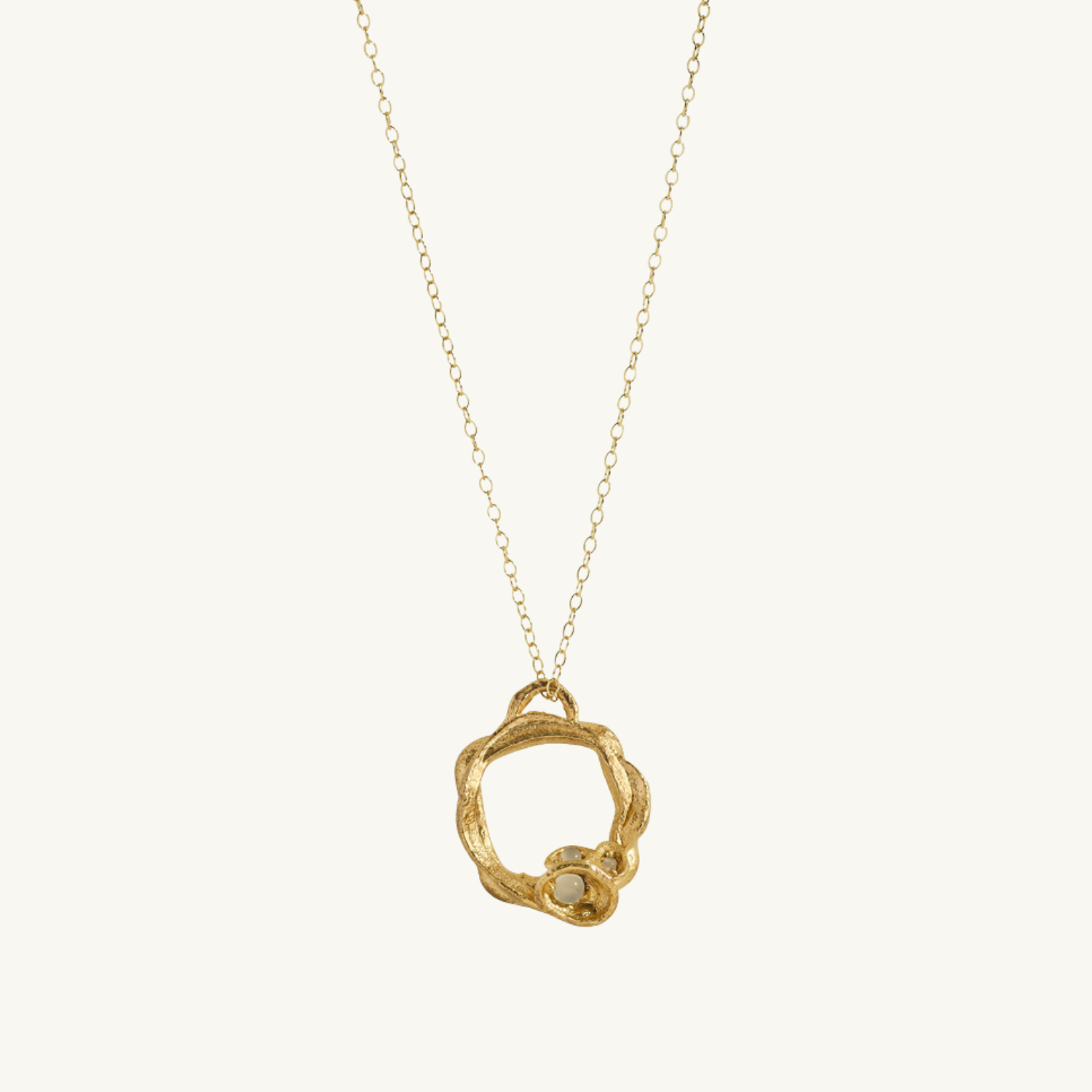 Moonstone Gold Circle Necklace (Large)