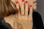 Model wears  twisted branch lapis lazuli ring