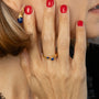 Model wears  twisted branch lapis lazuli ring