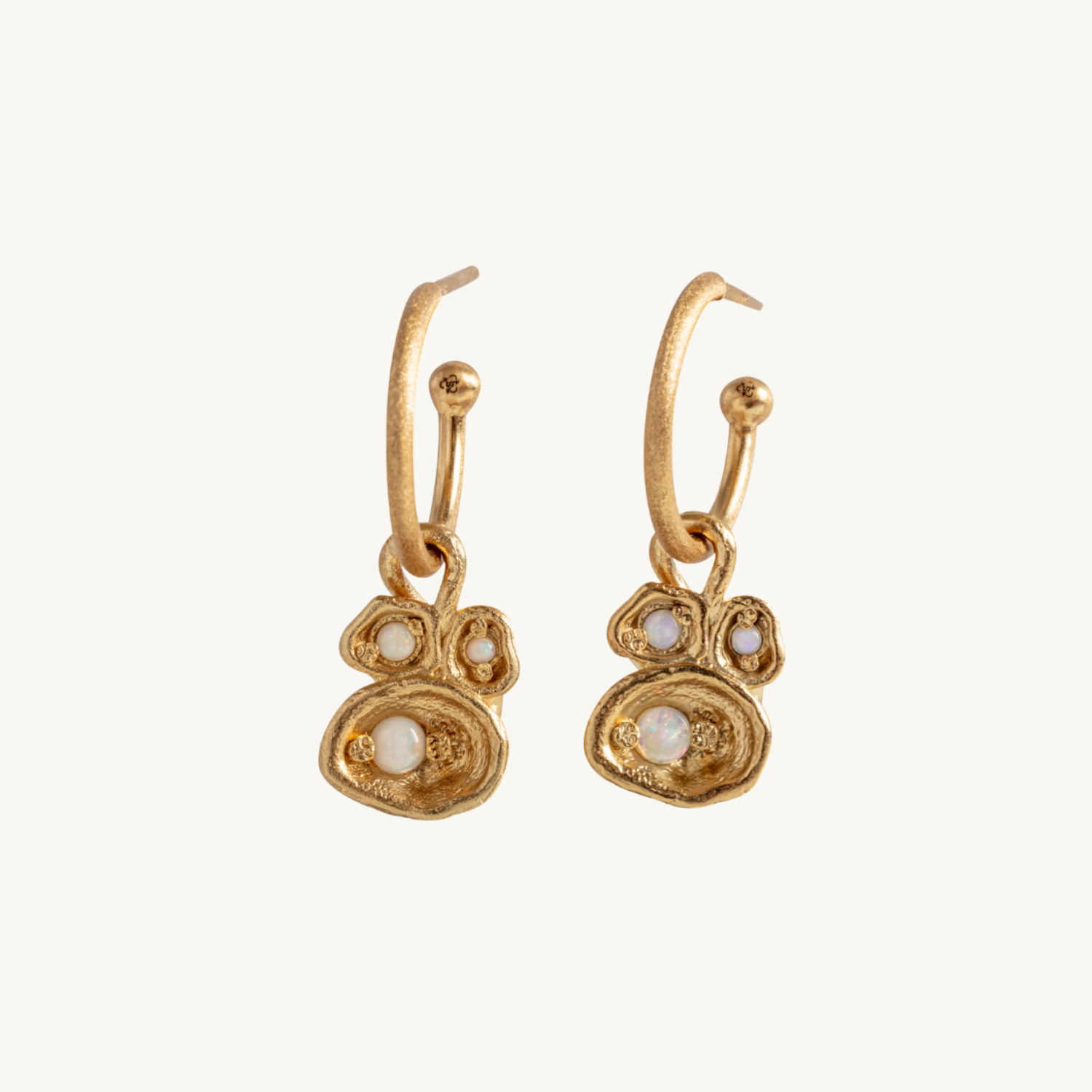 Opal Gold Lichen Hoop Earrings