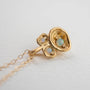 Opal and Gold Lichen Pendant Birthstone Necklace - close up