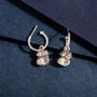 Opal and Silver Lichen Birthstone Hoop Earrings