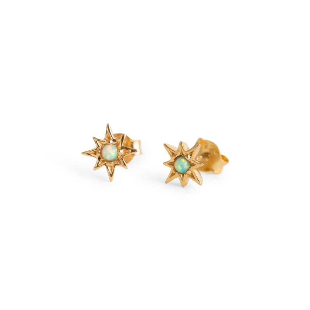 Opal Gold Star Mini Stud Earrings