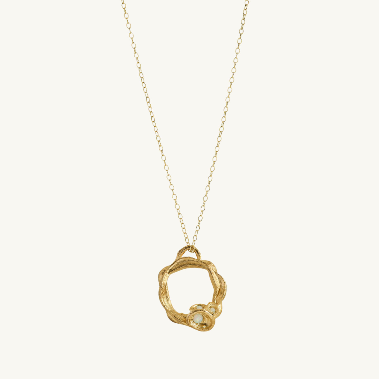 Opal Gold Circle Necklace (Large)