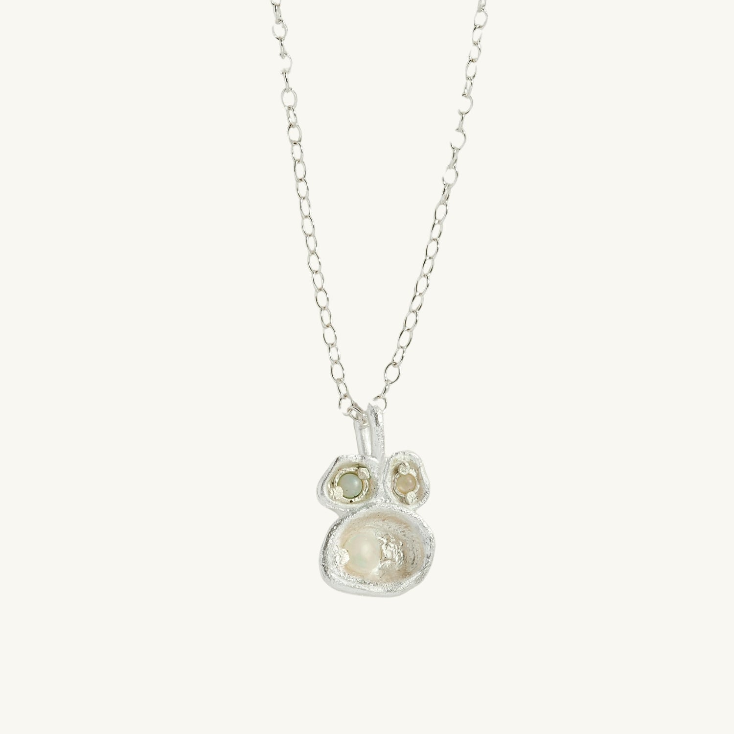 Opal Silver Lichen Pendant Necklace