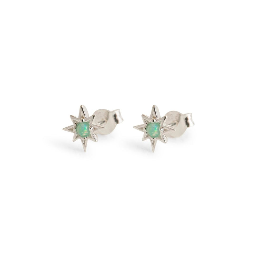 Opal Silver Star Mini Stud Earrings