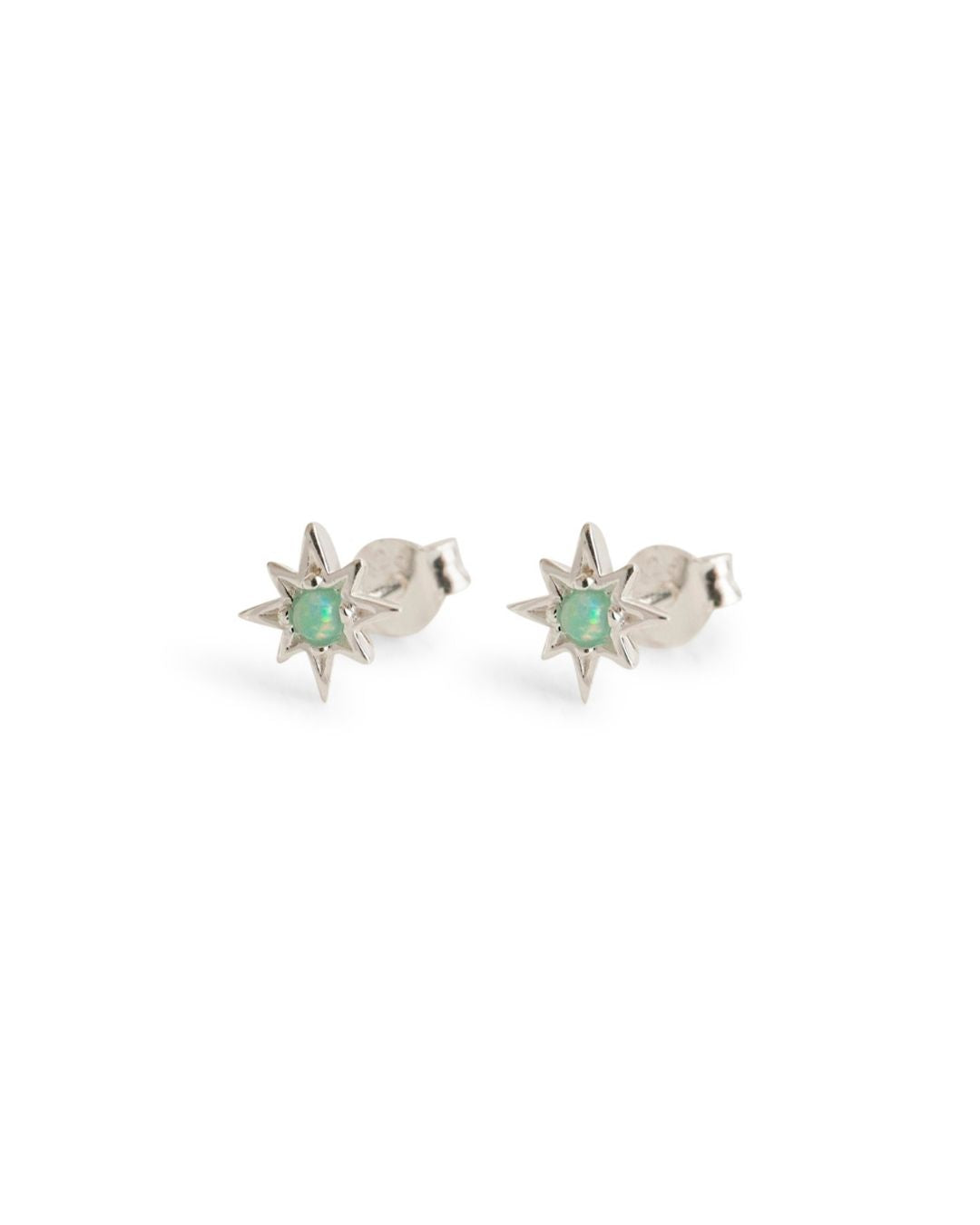 Opal Silver Star Mini Stud Earrings