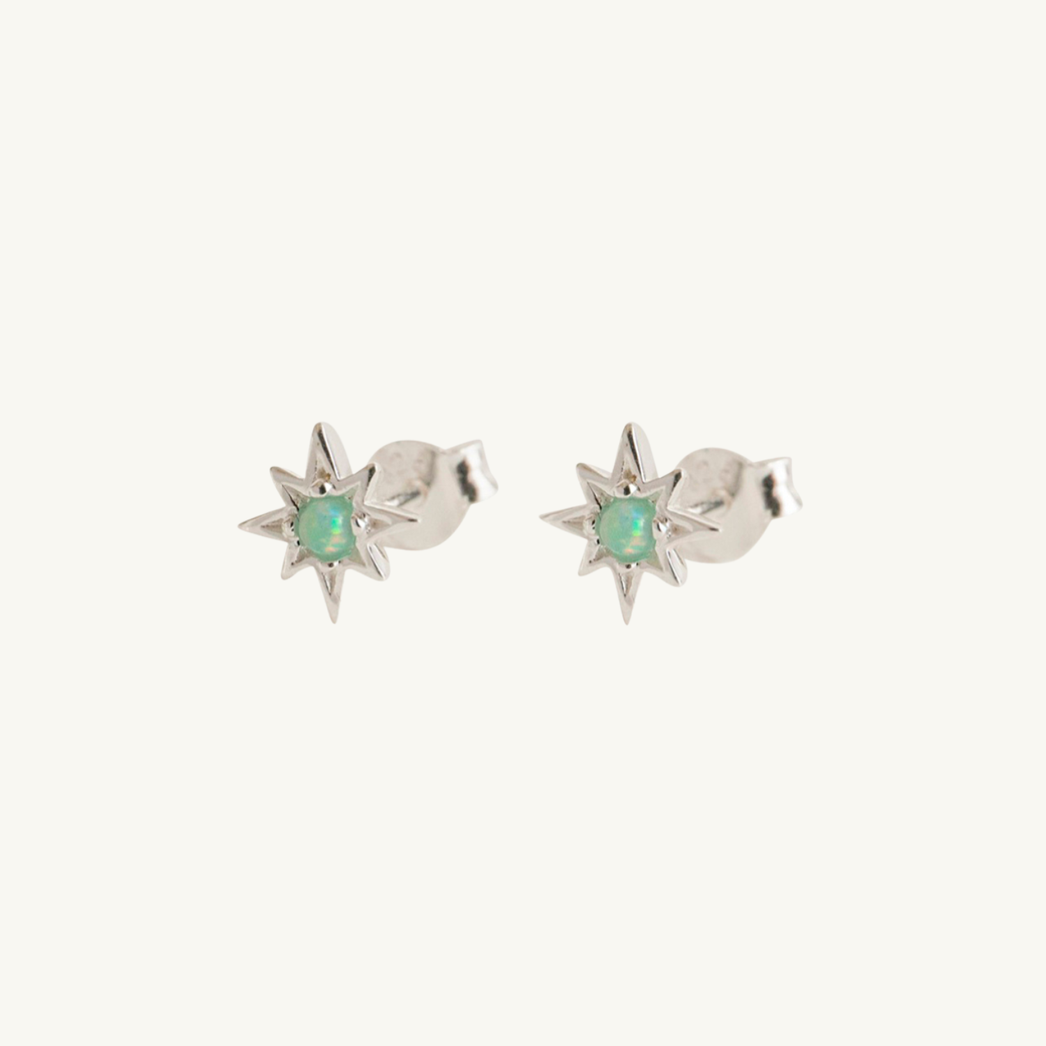 Opal Silver Star Mini Stud Earrings