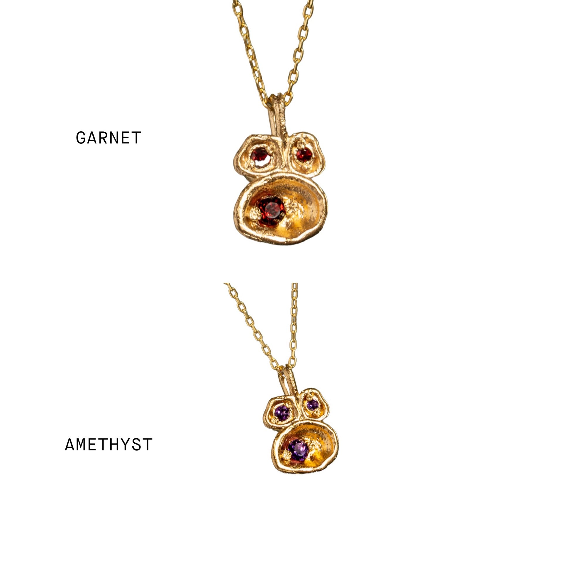 Birthstone Gold Small Lichen Pendant - Choose Your Gemstone