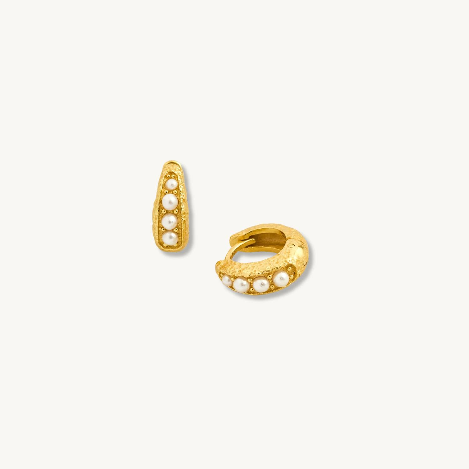 Pearl Gold Huggie Hoop Earrings
