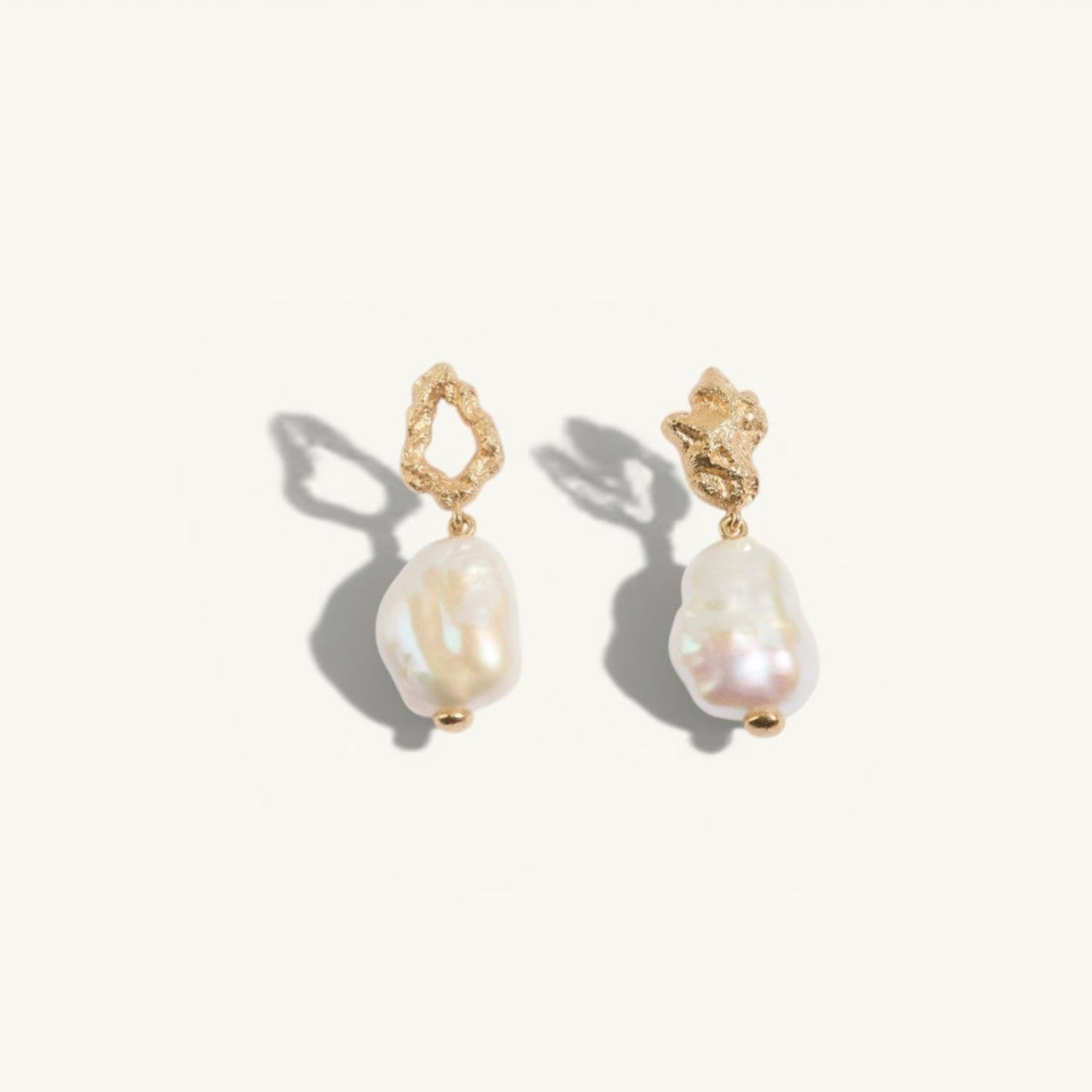 Pearl Gold Vermeil Lichen Drop Earrings